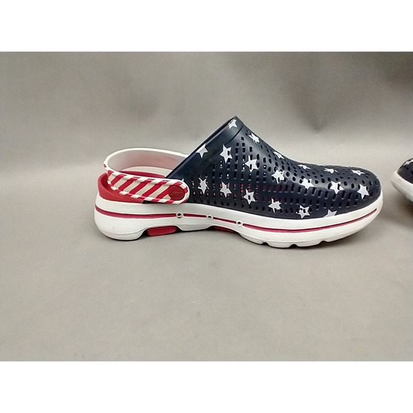 Skechers Cali Gear Women's Stars And Stripes Red-White~Blue Clogs Size 7 - Picture 9 of 12